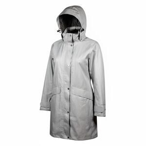 Boulder Gear Women's Light Gray Waterproof Trench Coat Removable Hood - Large